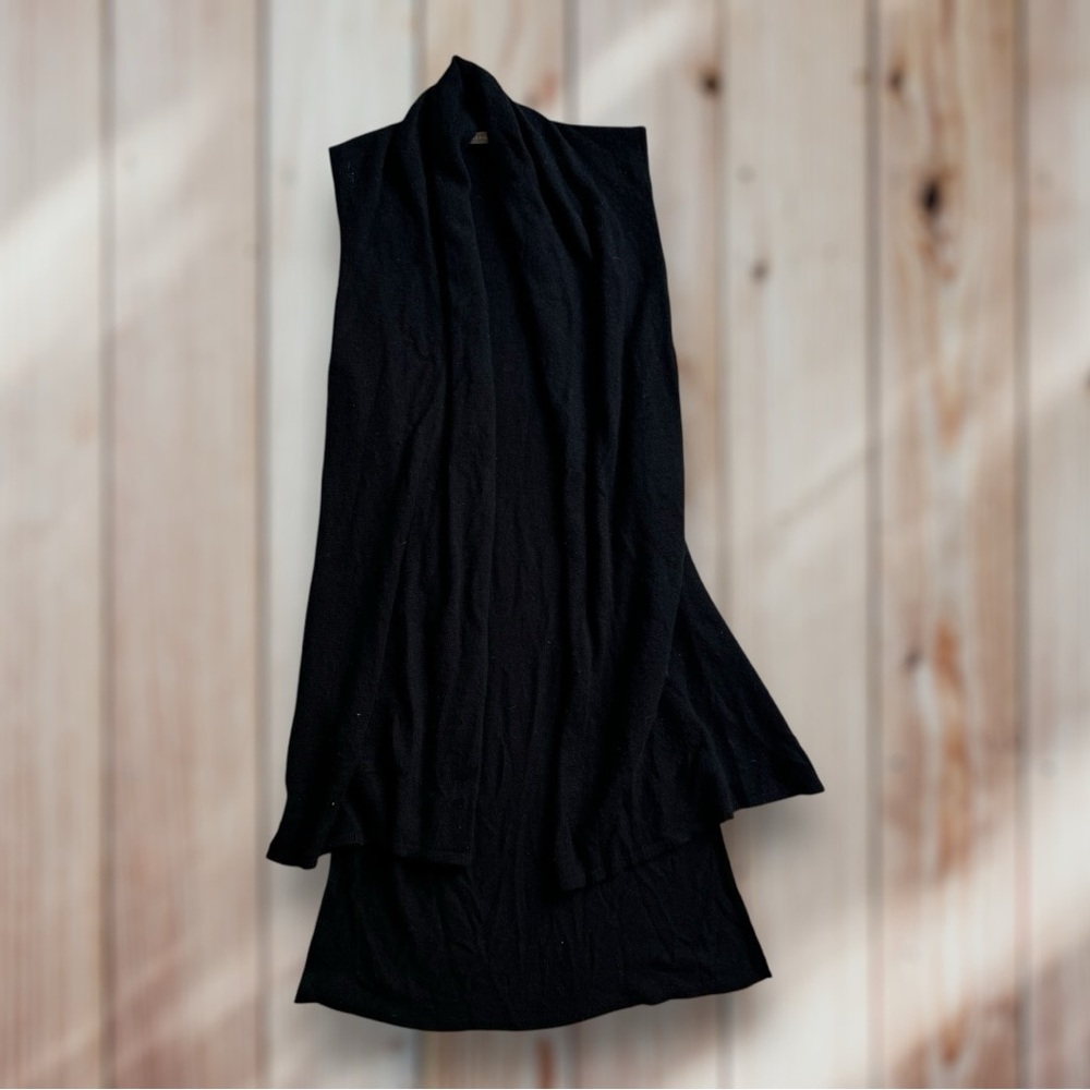InCashmere Black Open-Front Long Cardigan
